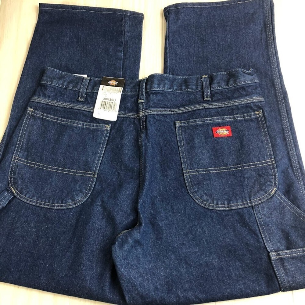 Dickies Men's Denim Blue Jeans Carpenter Utility Occupational Wear W38 Altered - Picture 4 of 13